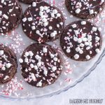 peppermint hot chocolate cookies on plate from overhead