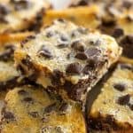 sweetened condensed milk chocolate chip cookie bars close up