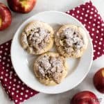 apple crumble cookies on a plate from overhead close up