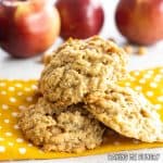 caramel apple oatmeal cookies on yellow polka dot napkin from side