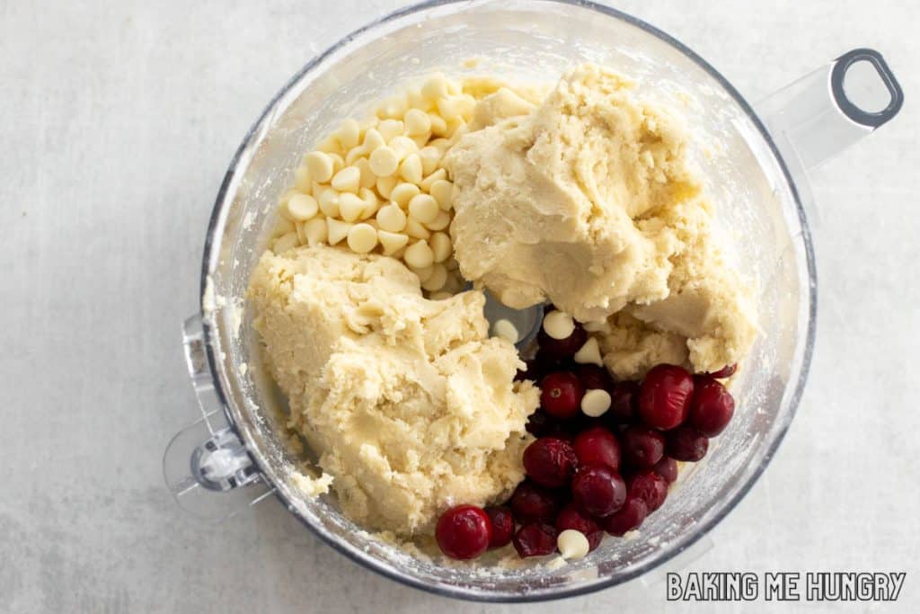 white chocolate chips and cranberries added