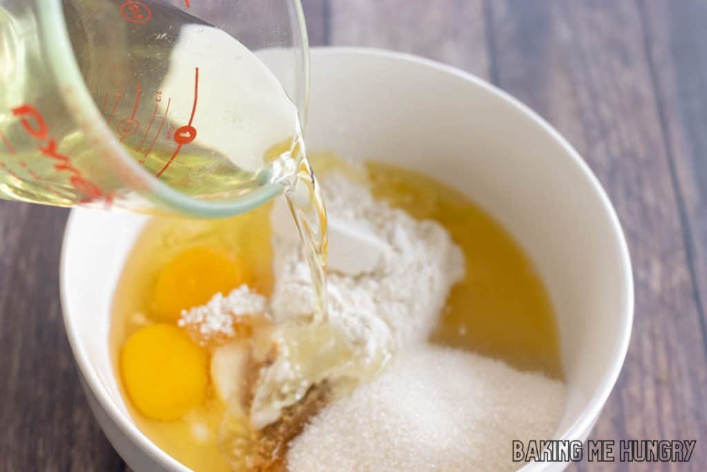 oil being added to bowl