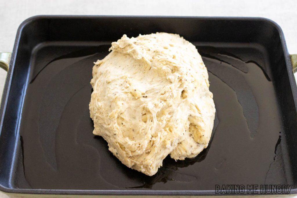 ball of dough on pan