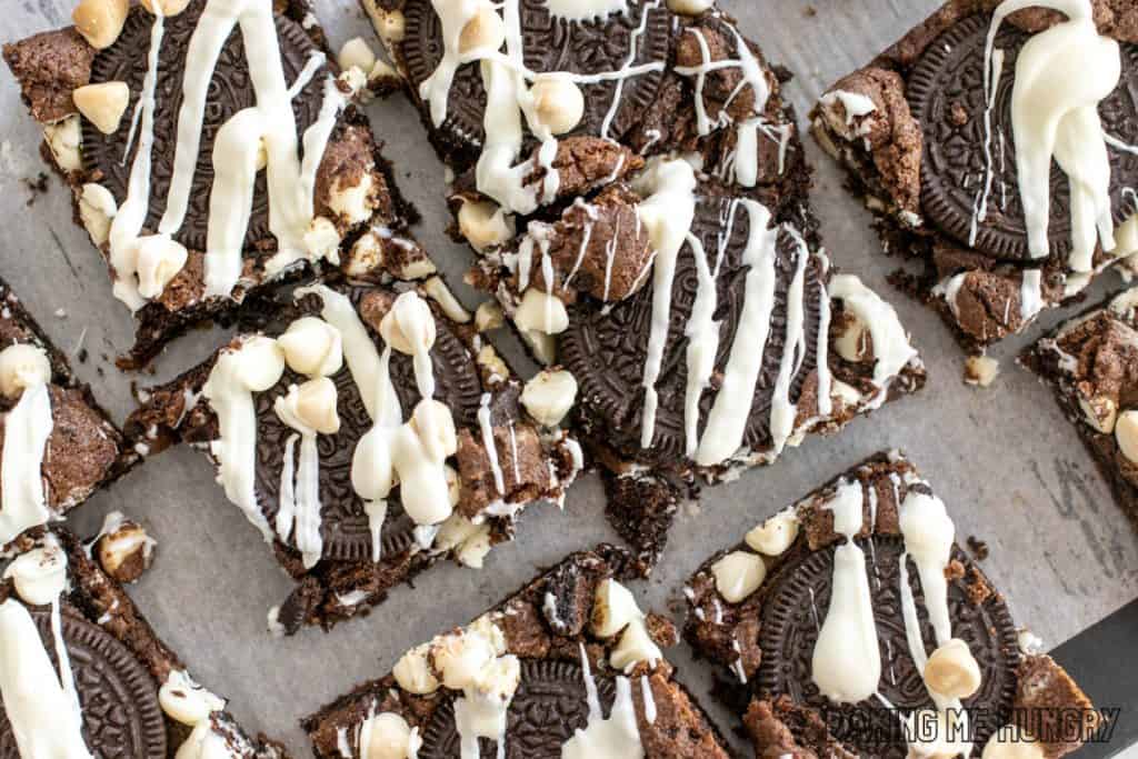 cut cookie bars on parchment