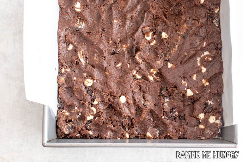 dough spread in pan