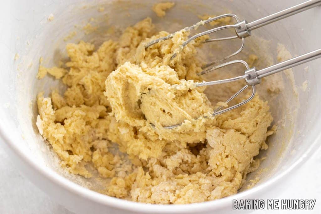 mixer in dough in bowl