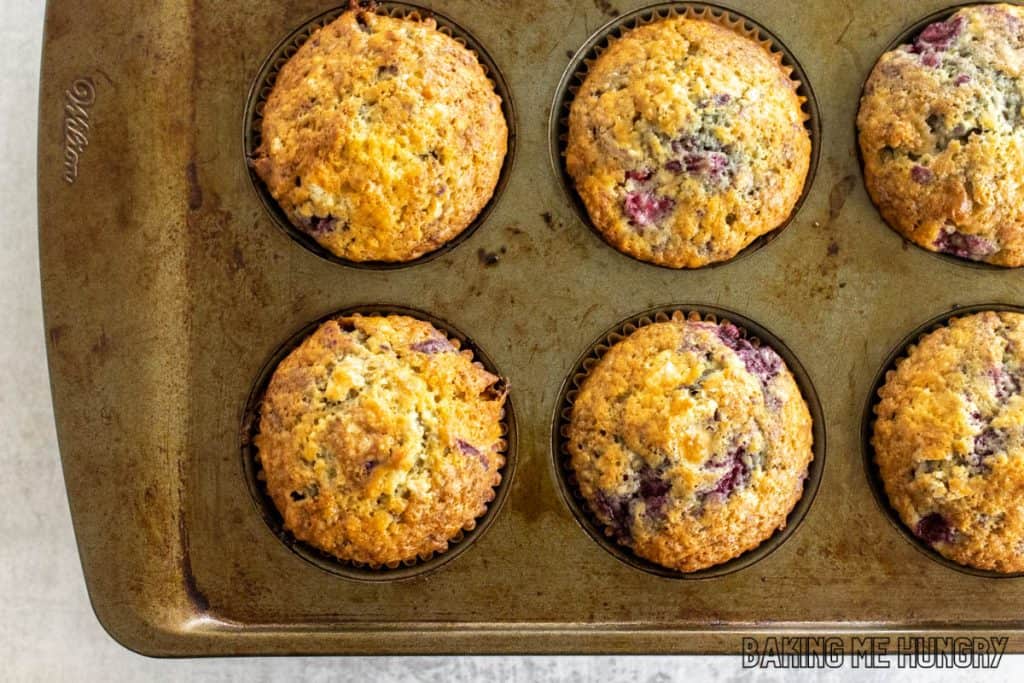 baked muffins in pan
