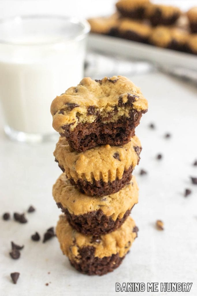 brookie bites in a stack with top one missing a bite