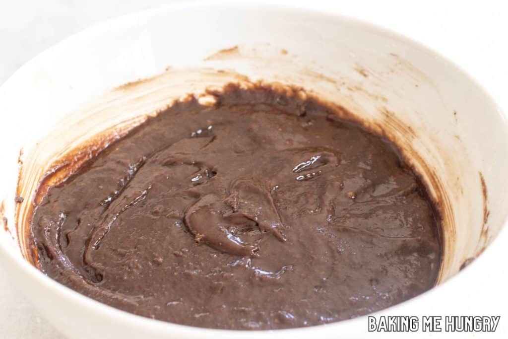 chocolate batter in bowl