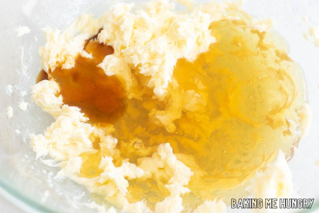 liquid ingredients added to bowl
