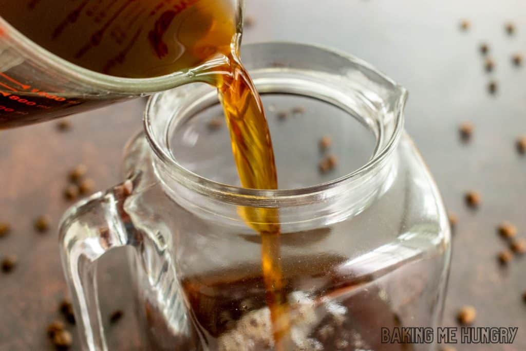 coffee being added to pitcher