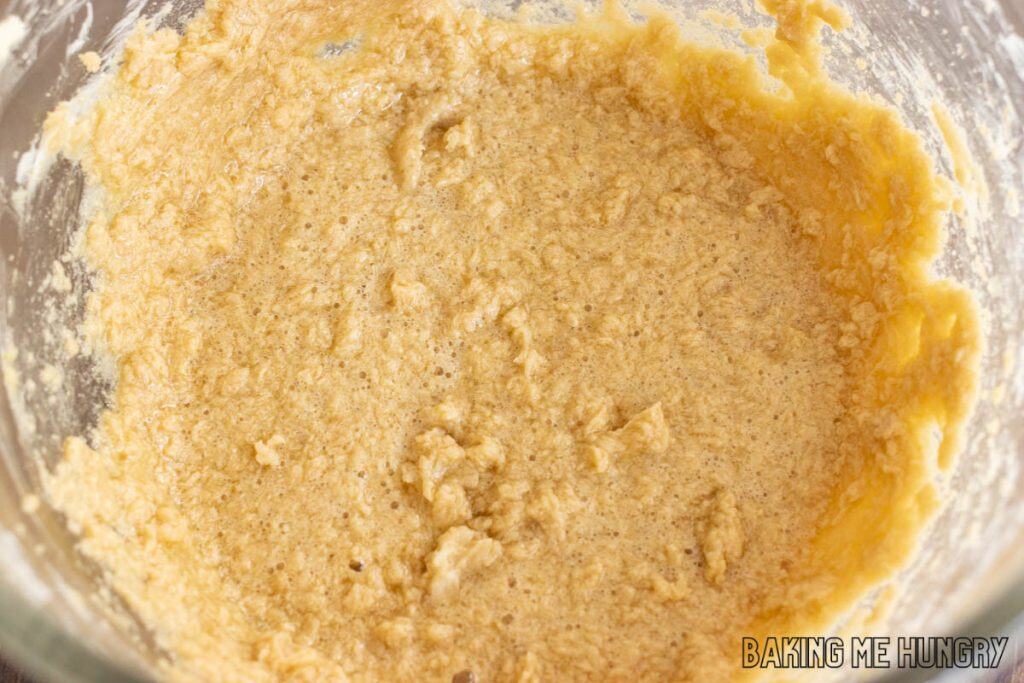 egg mixed into batter