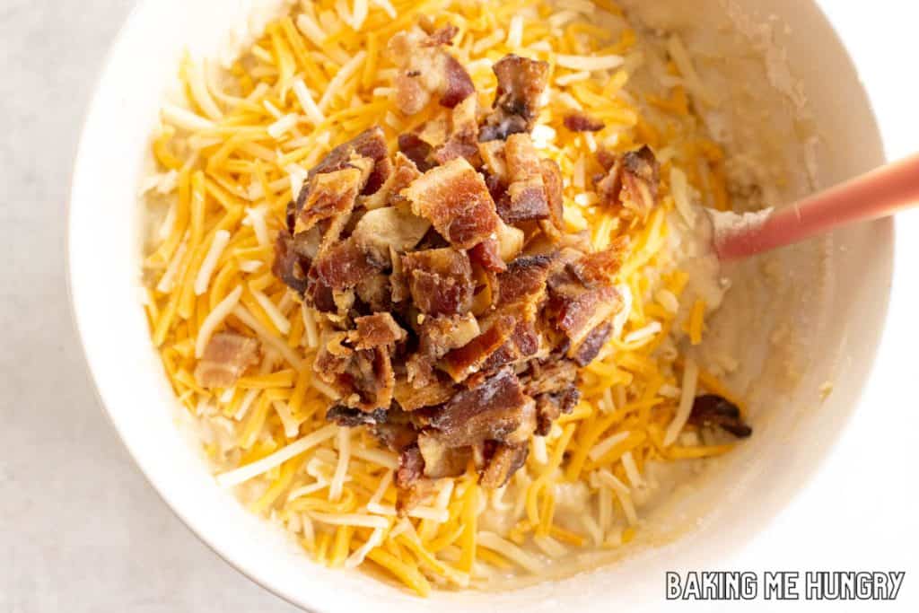 cheese and bacon added