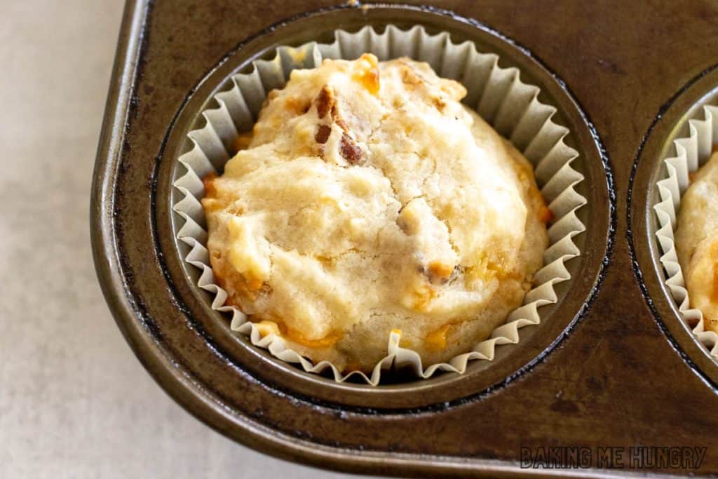 baked muffin in paper liner