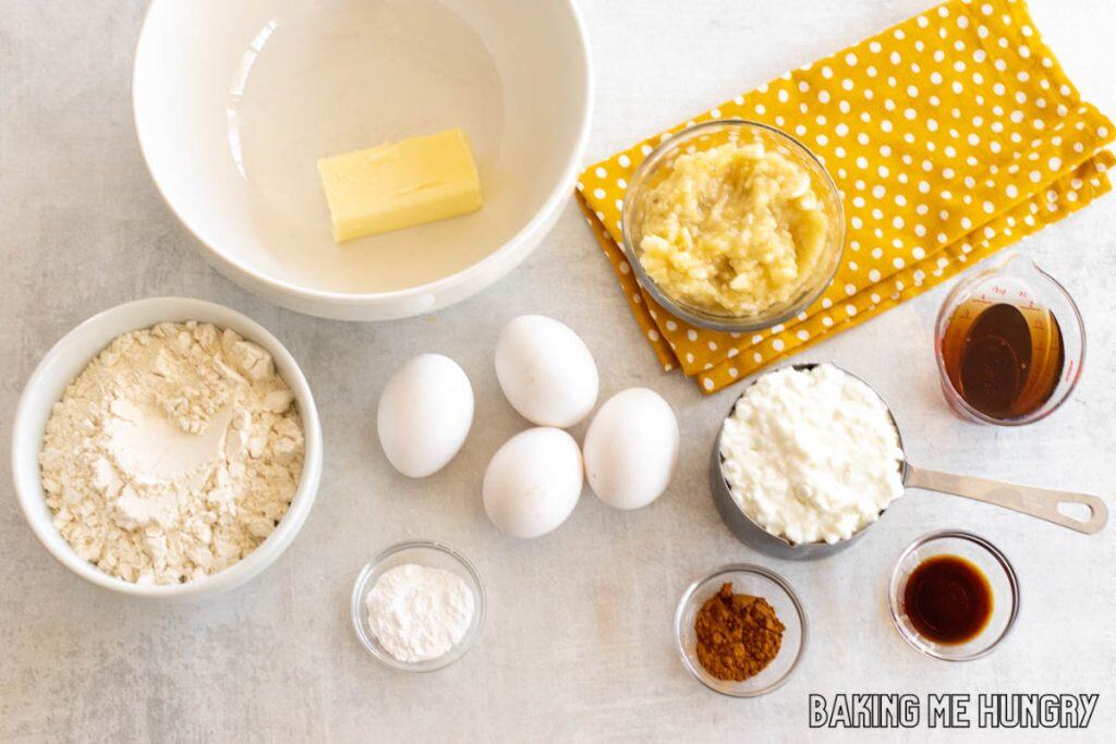 ingredients in bowls and measuring cups