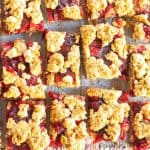 cranberry crumble bars recipe cut into squares
