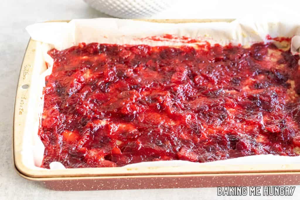 sauce spread on batter