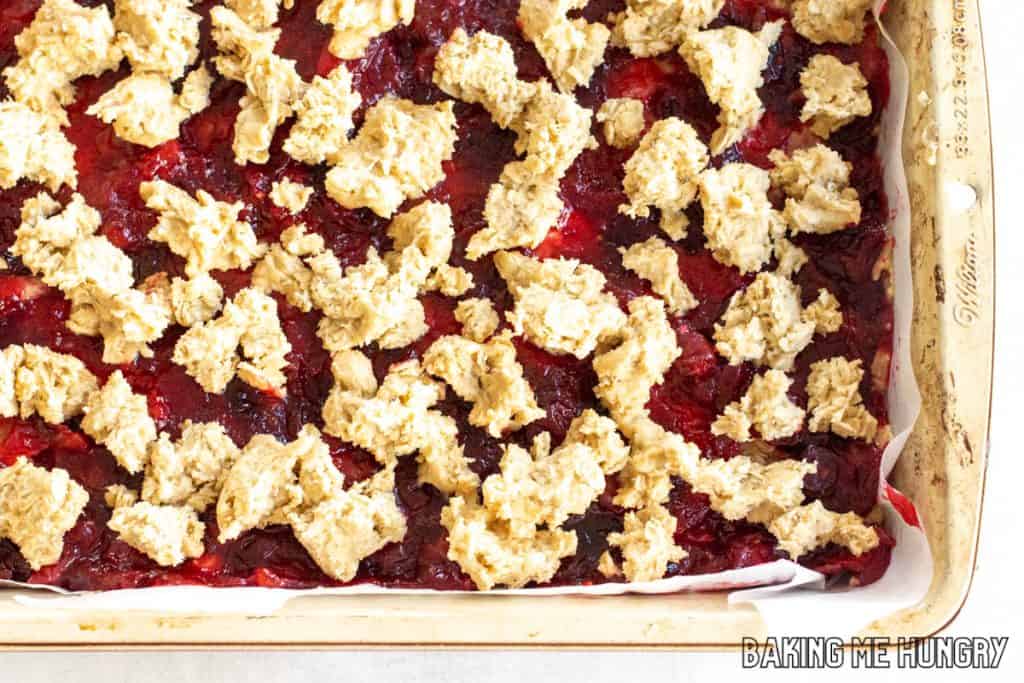 dollops of batter on top of the filling