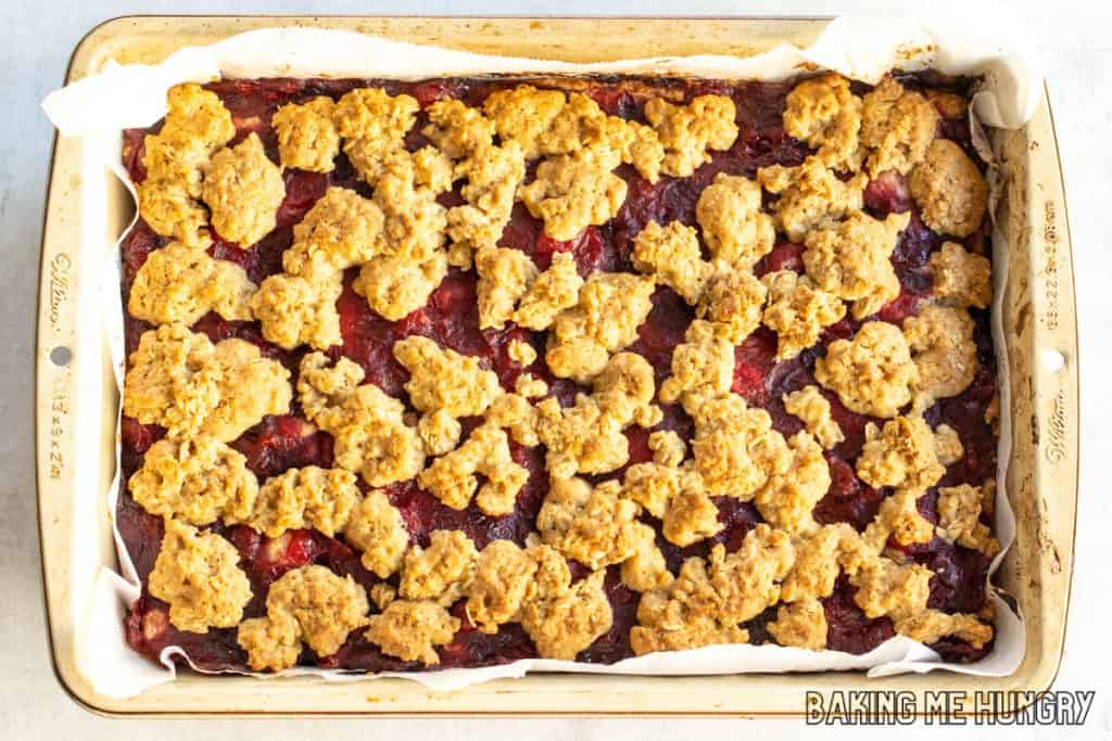 baked cranberry bars in pan