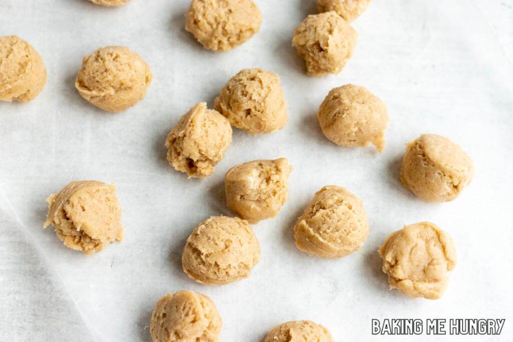 balls of dough on wax paper