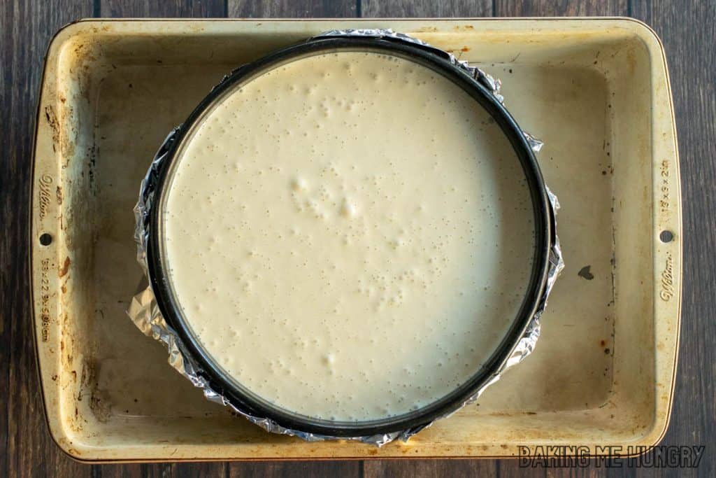 water bath with springform pan