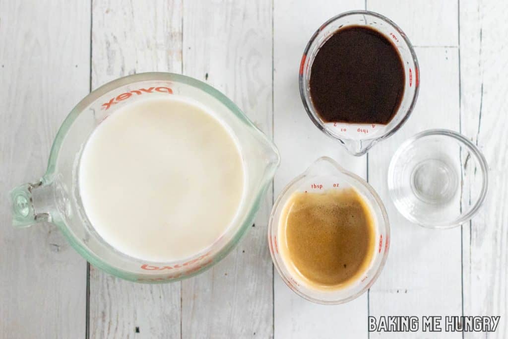 ingredients in small measuring cups