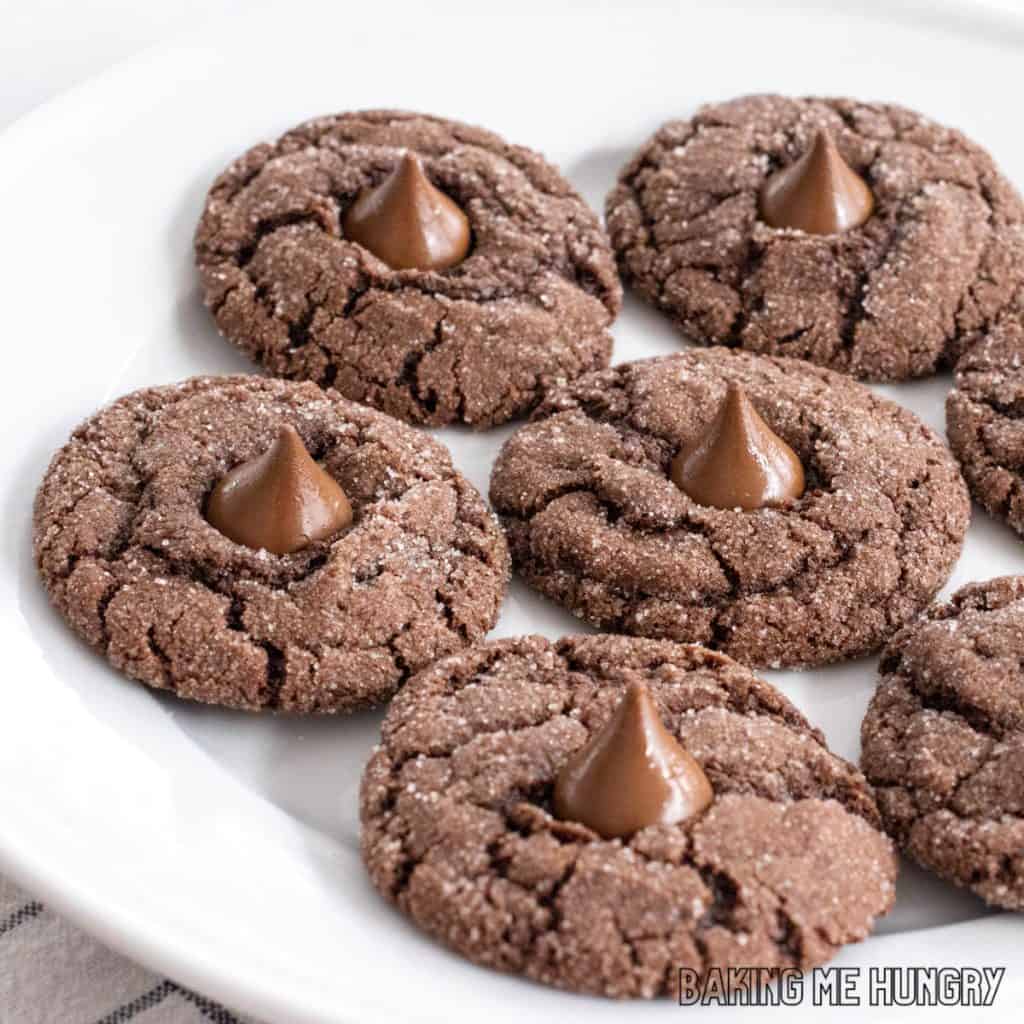 cocoa blossom cookies recipe on a white plate close up