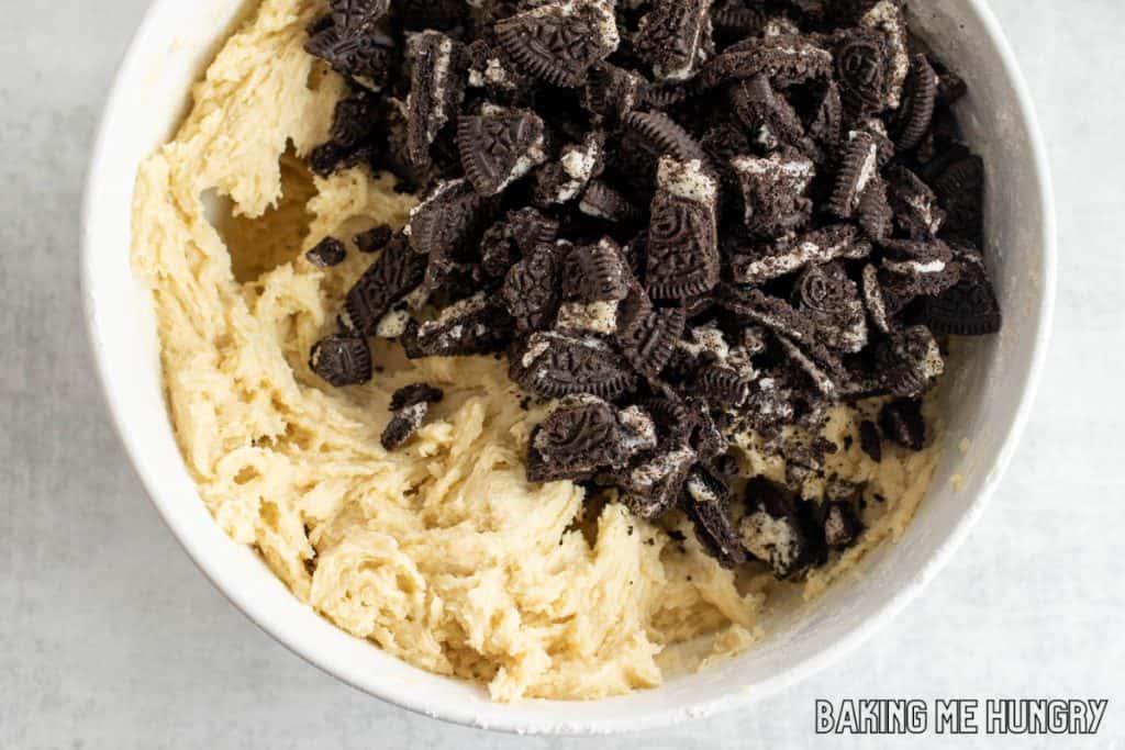 oreos added to the bowl