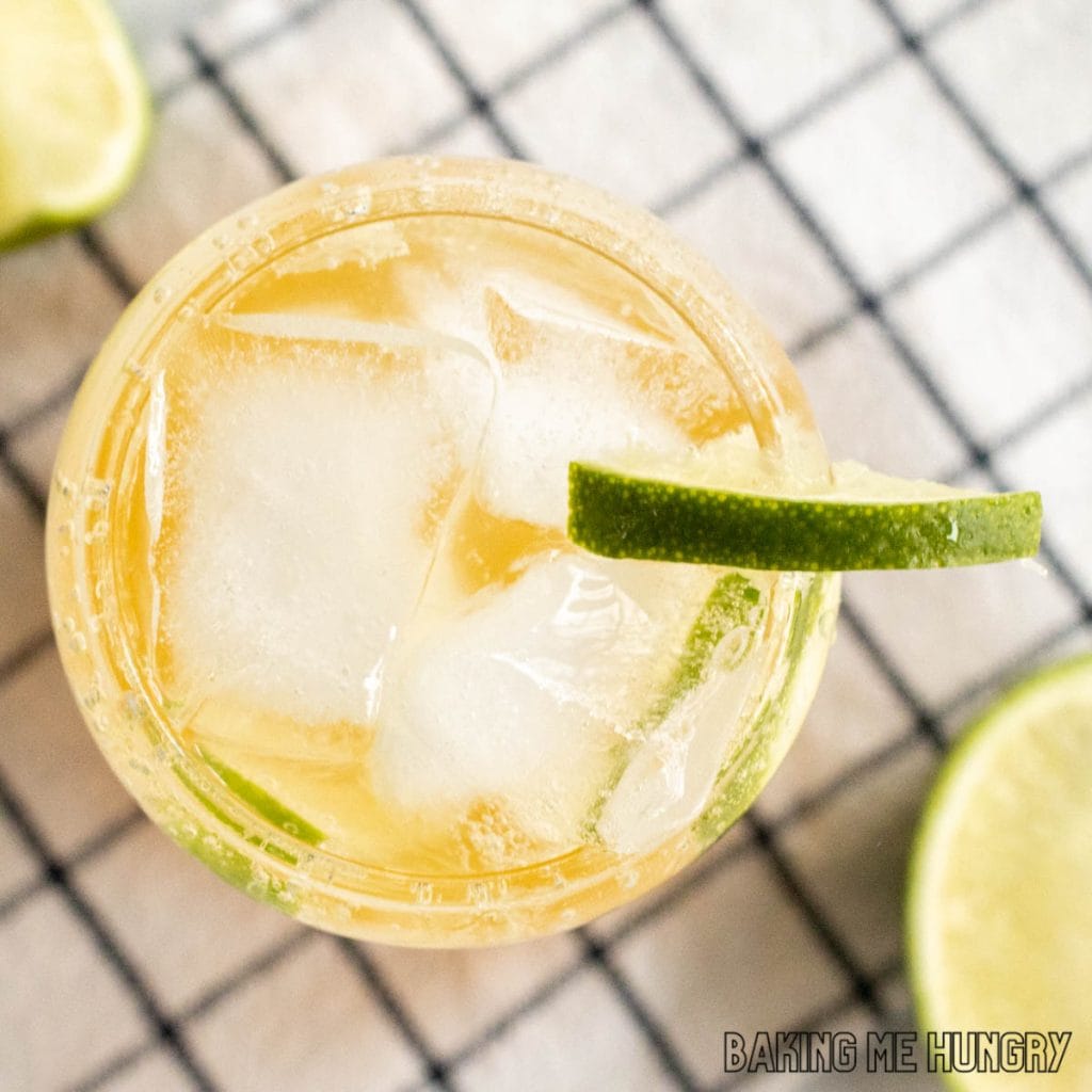 overhead shot of virgin passionfruit drink close up