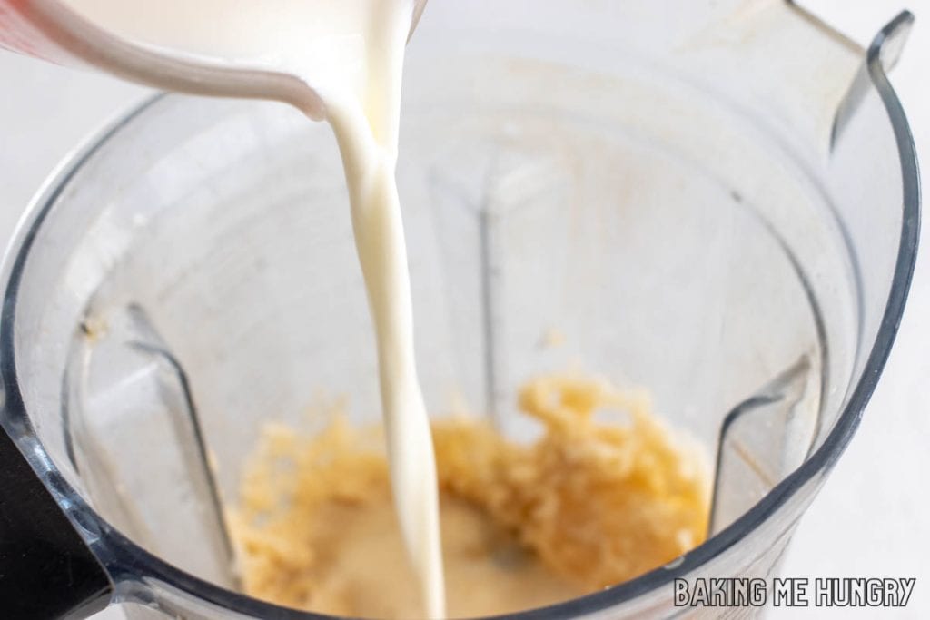 milk being added to blender