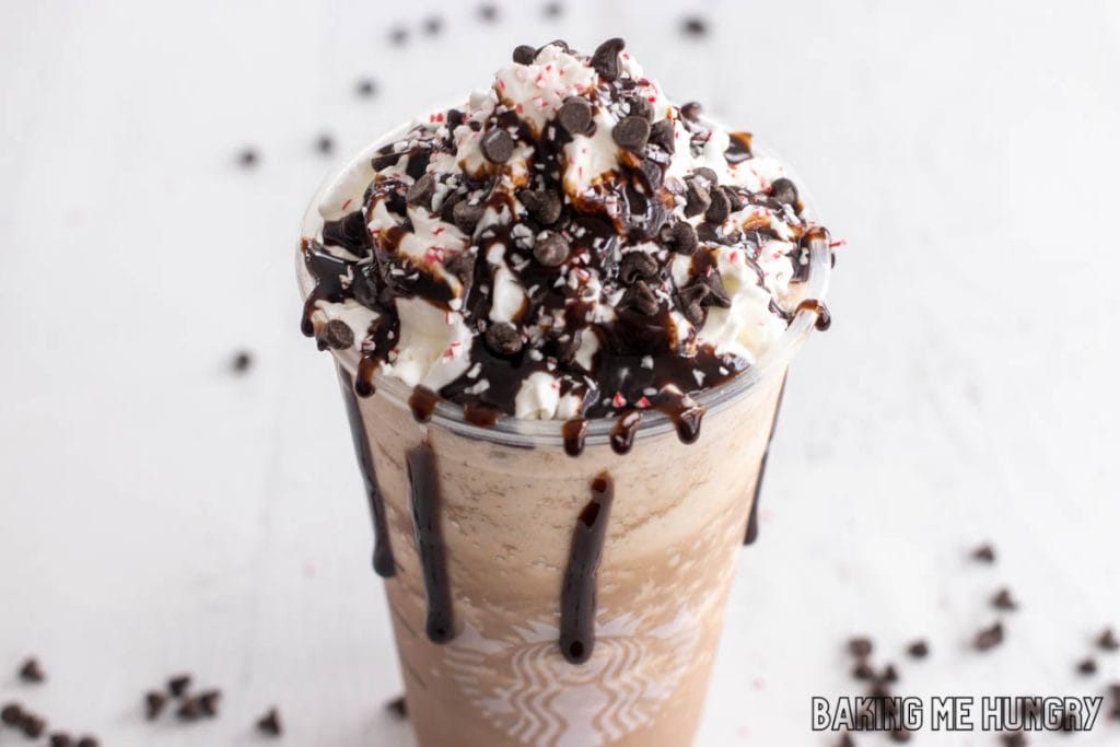 peppermint mocha frappuccino recipe in large cup