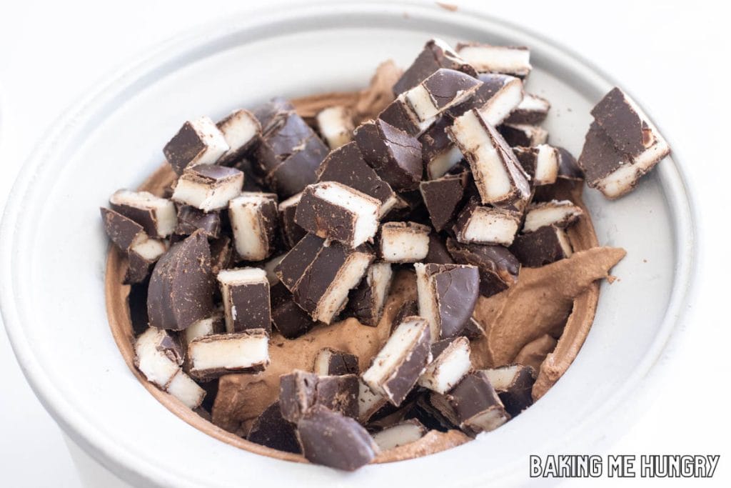 peppermint patties added to ice cream