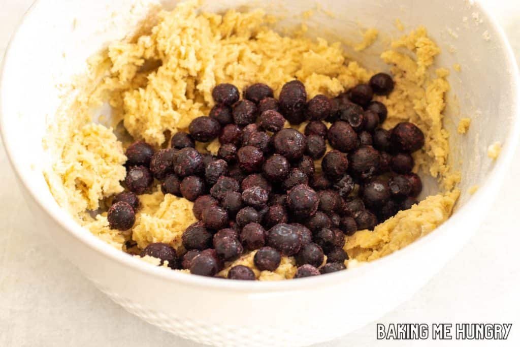 blueberries added to bowl