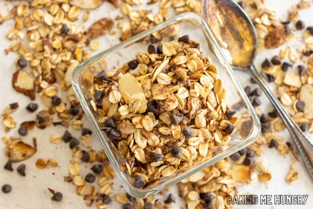 chocolate granola recipe in small dish