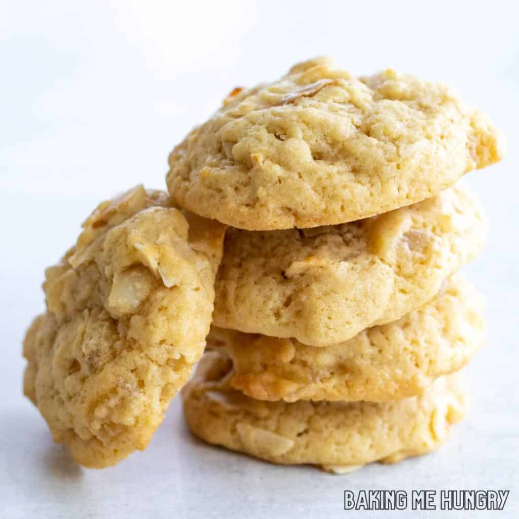 stack of cookies with one on its side leaning