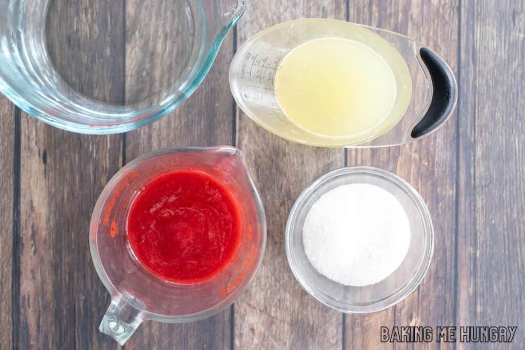 ingredients in measuring cups and bowls