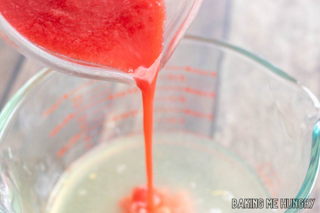 berry puree being added