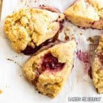 sour cherry scones recipe overhead close up