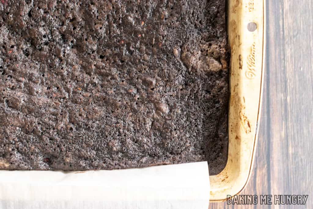 baked brownies in pan