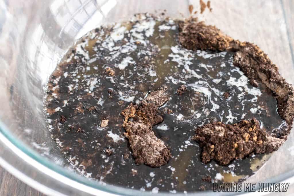 wet ingredients in mixing bowl