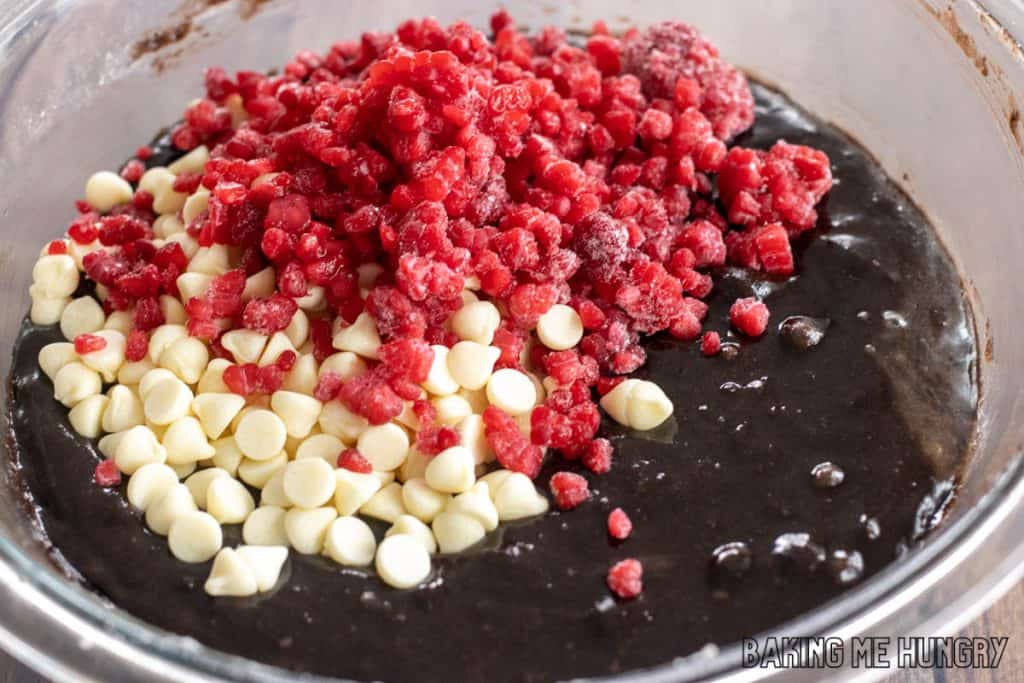 berries and white chocolate chips added