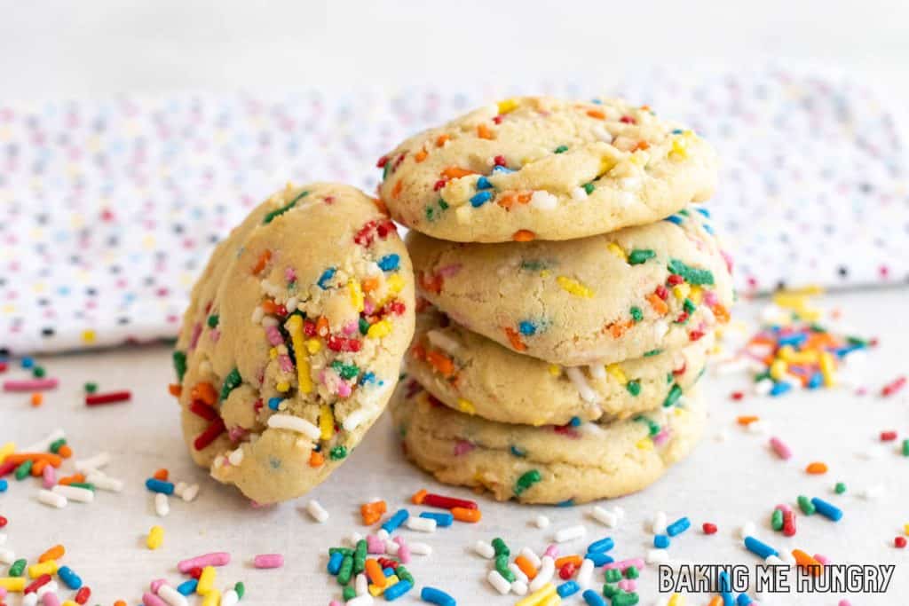 pile of birthday sugar cookies with one on its side