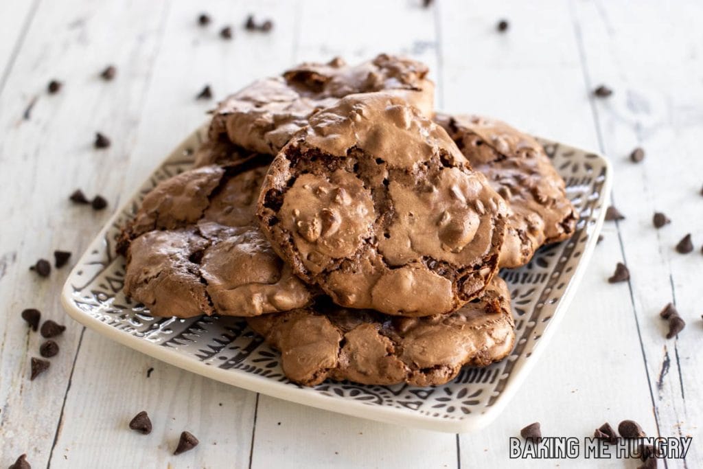 plate with fudgy chocolate cookies
