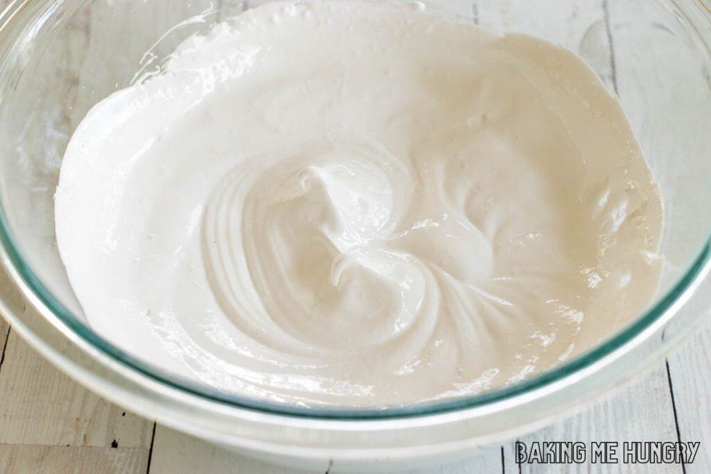 stiff egg whites in bowl