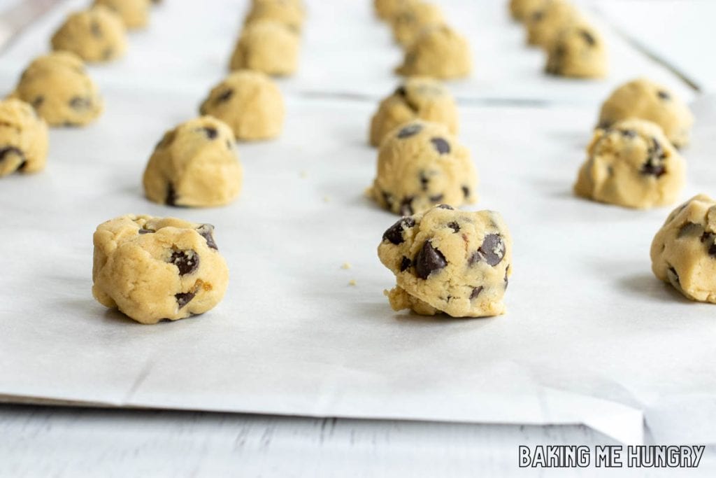 balls of dough on baking sheet