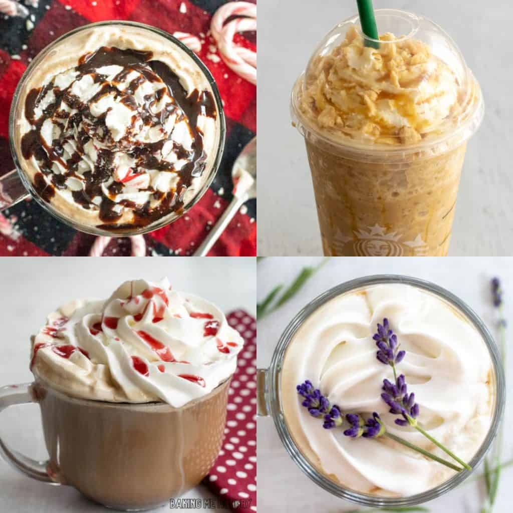 collage of coffee drinks