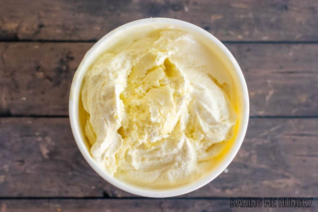 ice cream added to freezer container