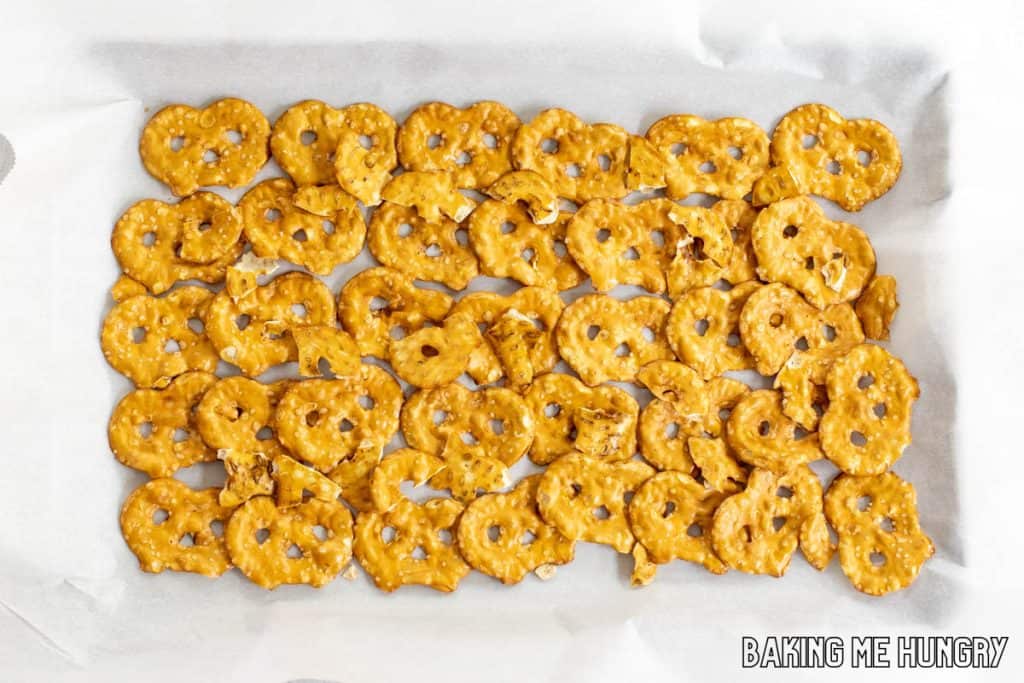 pretzels on parchment lined tray