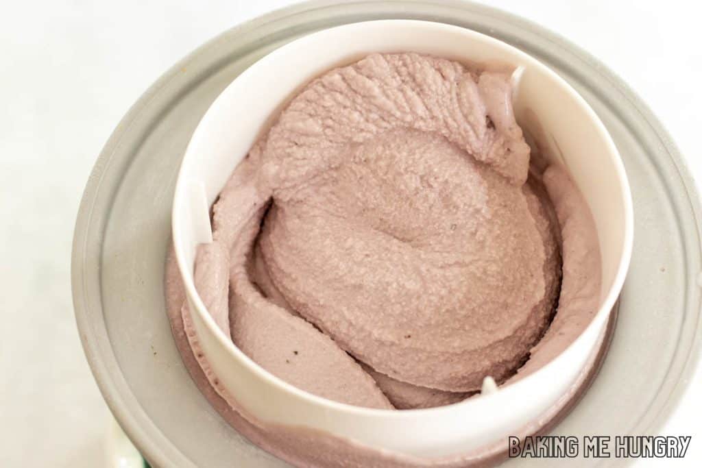 churned base in ice cream machine