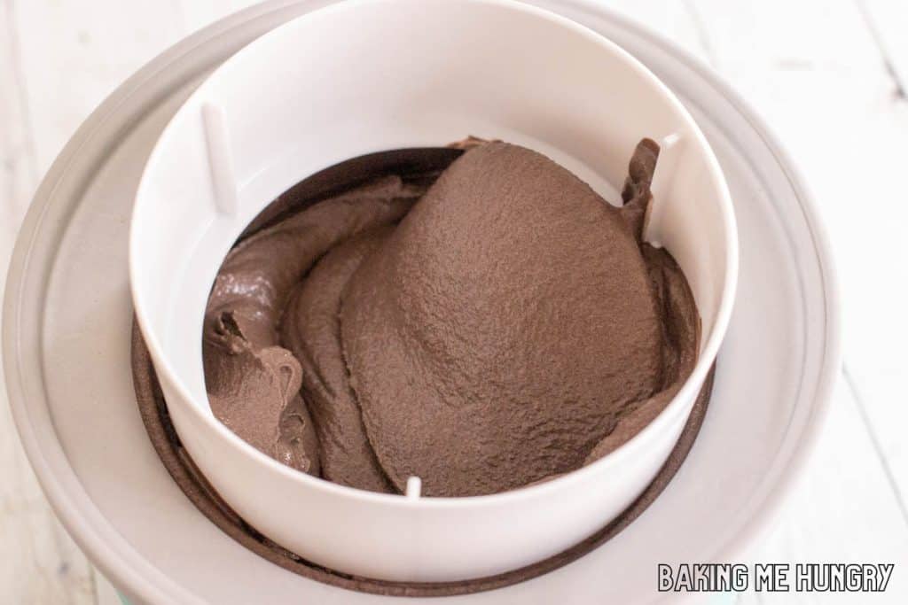 churned base in ice cream machine